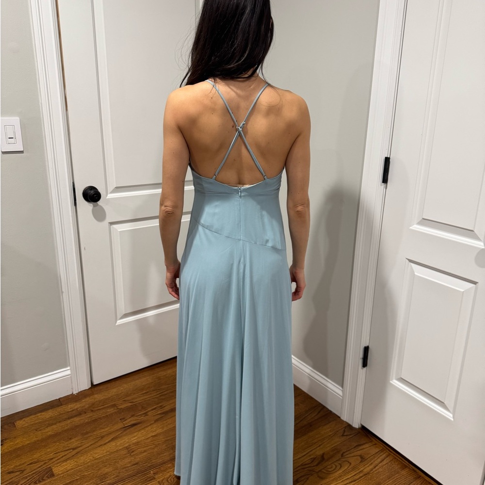 Astr Light Blue Backless Dress